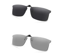 AOZAN Polarized Clip-on Flip Up Sunglasses for Ray-Ban RB6335 | RX6335 56mm, UV Protection and Secure Fit - Onyx Black & Gainsboro