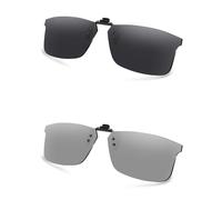 AOZAN Polarized Clip-on Flip Up Sunglasses for Ray-Ban RB6335 | RX6335 58mm, UV Protection and Secure Fit - Onyx Black & Gainsboro