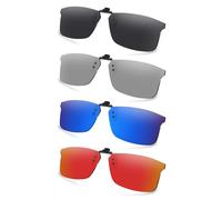 AOZAN Polarized Clip-on Flip Up Sunglasses for Ray-Ban RB6335 | RX6335 58mm, UV Protection and Secure Fit - Onyx Black & Gainsboro & Capri Blue & Electric Crimson