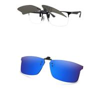 AOZAN Polarized Clip-on Flip Up Sunglasses for Ray-Ban RB6335 | RX6335 58mm, UV Protection and Secure Fit - Capri Blue