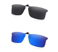 AOZAN Polarized Clip-on Flip Up Sunglasses for Ray-Ban RB6335 | RX6335 58mm, UV Protection and Secure Fit - Onyx Black & Capri Blue