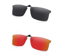 AOZAN Polarized Clip-on Flip Up Sunglasses for Ray-Ban RB6335 | RX6335 58mm, UV Protection and Secure Fit - Onyx Black & Electric Crimson