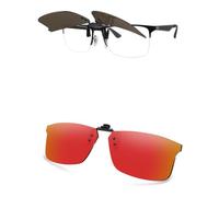 AOZAN Polarized Clip-on Flip Up Sunglasses for Ray-Ban RB6335 | RX6335 58mm, UV Protection and Secure Fit - Electric Crimson