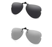 AOZAN Polarized Clip-on Flip Up Sunglasses for Ray-Ban RB6489 55mm | RX6489 55mm, UV Protection and Secure Fit - Onyx Black & Gainsboro
