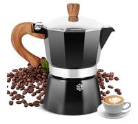 AOZBZ Stovetop Coffee Maker 150ml/3 Cups, Aluminium Moka Pot Italian Espresso Maker with Heat-Resistant Handle, Black