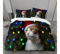 Aozhiswe Christmas Duvet Cover Single Cute Cat Bedding Sets 3D Print Duvet Covers Soft Microfibre Quilt Cover 2 Pillowcases, with Zipper A3769