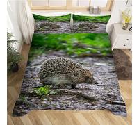 Aozhiswe Hedgehog Duvet Cover Double Animal Bedding Sets 3D Print Hedgehog Duvet Cover Sets Soft Microfibre Quilt Cover 2 Pillowcases, with Zipper
