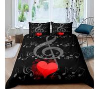 Aozhiswe Love Super King Size Duvet Cover Sets Bedding Quilt Cover Set Note Music Comforter Cover 3D Print with Zipper Closure Soft Microfibre with 2 Pillowcases 5609A