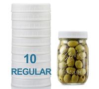 AOZITA 10 Pack REGULAR Mouth Mason Jar Lids for Ball, Kerr and More - White Plastic Storage Caps for Mason/Canning Jars - Leak-Proof, Dishwasher Safe & Food Grade
