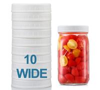 AOZITA [10 Pack] WIDE Mouth Mason Jar Lids for Ball, Kerr and More - White Plastic Storage Caps for Mason/Canning Jars - Leak-Proof, Dishwasher Safe & Food Grade