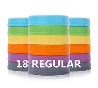 AOZITA 18 Pack Plastic REGULAR Mouth Mason Jar Lids for Ball Regular Mouth Jars - Colored Plastic Storage Caps for Mason/Canning Jars, Leak Proof, Dishwasher Safe & Food Grade