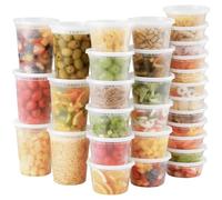 AOZITA 48 Sets Plastic Deli Food Containers With Lids, 8 oz 16oz 32oz Variety pack, Airtight Food Storage Containers, Freezer/Dishwasher/Microwave Safe, Soup Containers For Takeout Food Storage