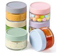 AOZITA Glass Salad Dressing Containers To Go, 6 Pack Condiment Cups with Lids, 2 oz Leakproof Reusable Sauce Cups for Lunch Box, Picnic and Travel