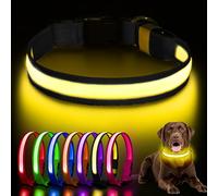 AOZOOM Light up Dog Collar, Rechargeable LED Dog Collar with 3 Glowing Modes, Adjustable Reflective Dog Collar for Small Medium Large Dogs(Black, Large)