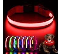 AOZOOM Light up Dog Collar, Rechargeable LED Dog Collar with 3 Glowing Modes, Adjustable Reflective Dog Collar for Small Medium Large Dogs(Red, Small)