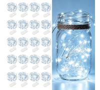 AOZOPE 20 Pack Fairy Lights Battery Operated 7ft 20 LED Mini Fairy String Lights Waterproof Copper Wire Firefly Starry Lights for Wedding Party Mason Jars Christmas Decorations, Cool White