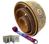 Aozora Yoga Wheel 13" with Most Detailed Book Step by Step Guide on How to Do 30+ Poses,! Perfect for Stretching and Improving Backbends (3 Pack - 13, 10 & 6" -Cork/Woodgrain +Strap)