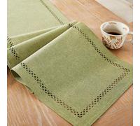 Aoztio Rustic Table Runner 120cm Long, Machine Washable, Linen-Style Rustic Geometric Lace Table Runners for Dining Room, Kitchen, Holiday Parties and Everyday Use (Sage Green, 120cm)
