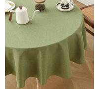 Aoztio Sage Green Round Tablecloth, Wrinkle-Resistant and Wipeable Tablecloths, Linen-Style Waterproof Tablecloth for Kitchen and Dining Table Decor (Sage Green, 120cm)
