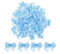 AOZUO 100 Pieces Small Bows for Crafts, Mini Blue Satin Ribbon Bows Flowers Appliques DIY Craft Pre-Tied Wrapping Bow for Sewing Scrapbooking Wedding Gift Christmas Birthday Party Decoration(Blue)