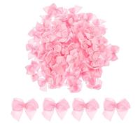 AOZUO 100 Pieces Small Bows for Crafts, Mini Pink Satin Ribbon Bows Flowers Appliques DIY Craft Pre-Tied Wrapping Bow for Sewing Scrapbooking Wedding Gift Christmas Birthday Party Decoration(Pink)
