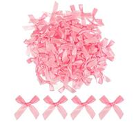 AOZUO 100 Tiny Pink Satin Fabric Bows - DIY Mini Ribbon Bows for Gift Wrapping, Cake Pops, Wedding Favors & Christmas Decor