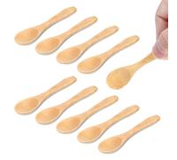 AOZUO 10pcs Small Wooden Spoons, 3.5Inch Mini Wooden Spoons Tiny Eating Spoons Condiment Spoons Table Spoons for Honey Jars Coffee Tea Sauces Ice Cream Sugar Pepper Cooking