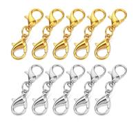 AOZUO 12PCS Double Lobster Clasp Extender, Gold Silver Lobster Claw Clasps Necklace Jewelry Clasp and Closures Connector Bracelet Extension for DIY Jewelry Making