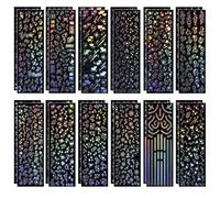 AOZUO 24 Sheets Kpop Holographic Stickers, Korean Photocard Stickers Self Adhesive Clear Glitter Stickers Star Moon Butterfly Decals for DIY Album Scrapbook Journal Planner Notebook Deco Stickers