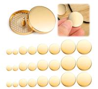 AOZUO 24Pcs Gold Buttons for Blazers, Metal Flat Button, Round Shaped Sewing Buttons Golden Coat Button for Women Men Clothes Suit Coat Shirt Jackets Craft 10mm 15mm 20mm 25mm