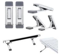 AOZUO 2pcs Mini Portable Laptop Stand for Desk, Portable Keyboard Riser Three Tilt Angle Adjustable Foldable Invisible Laptop Riser Self-Adhesive Computer Stand Feet for Most Keyboards(Color A)