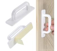 AOZUO 2pcs Self Adhesive Door Pull Handle, No Drill Cabinet Handles Sliding Door Handle Self Stick Pull Helper for Cabinet Closet Drawer Glass Sliding Shower Door, 3.9x1x1.26in(White)