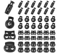 AOZUO 48PCS Spring Cord Lock, Plastic Cord Locks for Drawstrings Spring Toggle Stopper Cord Adjuster Shoelace Fastener Lock Elastic Draw String Clip for Shoelaces Drawstrings Paracord Clothing(Black)