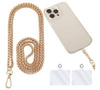AOZUO Metal Phone Chain Holder, Universal Phone Lanyard Cell Phone Crossbody Neck Strap Anti Theft Detachable Mobile Phone Wrist Strap with Tether Pads Compatible with Most Smartphones