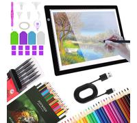 Aozzy 79Pcs A4 Copy Board Tracing Light Box Kit with USB, Diamond Painting Accessories, Sketching and Colored Pencils for Animation, Drawing, Tattoo Tracing, Fabric Design, and X-Ray Viewing