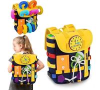 Aozzy Montessori Backpack Age 3+ for Toddlers with Buckles and Zippers, Montessori Sensory Toys, Learning Activity Through Play, Can be Stored and Carried on The Back, Travel Toy Backpack