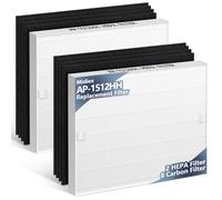 AP-1512HH Replacement Filter Compatible with Coway Airmega AP-1512HH Air Purifier, H13 True AP1512hh Filter Replacement,2 True HEPA Filter + 8 Activated Carbon Filters