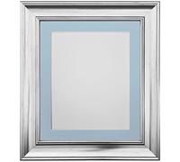 AP-4620 Vintage Silver Picture Photo Frame with Light Blue Grey Mount 12"x10" for Pic Size 10"x8"