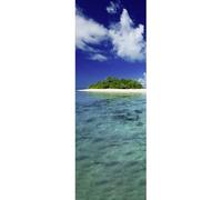 AP Panel Photo Panel Beige Blue Green - Island South Sea Beach and Sea Wall Decoration - Non-Woven Wallpaper 1 x 2.80 m Photo Print Living Room Bedroom