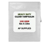 AP Supplies 100gsm Clear Tarpaulin 6m x 10m - M-Grade Reinforced Mesh with Eyelets - Transparent Waterproof Cover for Greenhouses, Outdoor Workspaces & Garden Protection