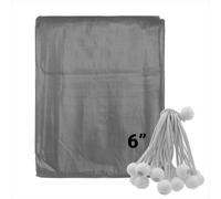 AP Supplies 10M X 15M Grey L-Grade Tarpaulin With 20 X 6" Bungee Balls (White)