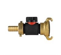 AP Supplies 13mm Brass Barb With In-Line Bspm Valve And Geka Type Connector