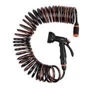 AP Supplies 15 Metre Spiral Hose with Multi-Function Sprayer Set | 9-Function Spray Gun, 15m Coil Hose, 3/4" & 1/2" Tap Connectors | Lightweight, Anti-Kink, Compact Garden Watering Kit