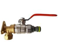 AP Supplies 15mm Brass Wall Flange Kit - to Easily Create a New Garden Outlet from Your Copper Pipe Water line. (Lever Valve + Click Lock)