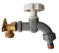 AP Supplies 15mm Brass Wall Flange Kit - to Easily Create a New Garden Outlet from Your Copper Pipe Water line. (Grey Dial Tap)