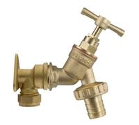 AP Supplies 15mm Brass Wall Flange Kit - to Easily Create a New Garden Outlet from Your Copper Pipe Water line. (Brass Barbed Tap)
