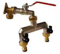 AP Supplies 15mm Brass Wall Flange Kit With Lever Tap + Quick Connect Metal Splitter
