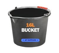AP Supplies 16L Black Bucket - versatile and durable container suitable for a wide range of household, gardening, and industrial applications.