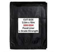 AP Supplies 2.5M X 10M Black Pond Liner 200G/sqm - Heavy Duty Hdpe Material - Uv & Tear Resistant, Flexible For Koi & Fish Pools, Water Garden