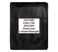 AP Supplies 2.5M X 3M Black Pond Liner 200G/sqm - Heavy Duty Hdpe Material - Uv & Tear Resistant, Flexible For Koi & Fish Pools, Water Garden